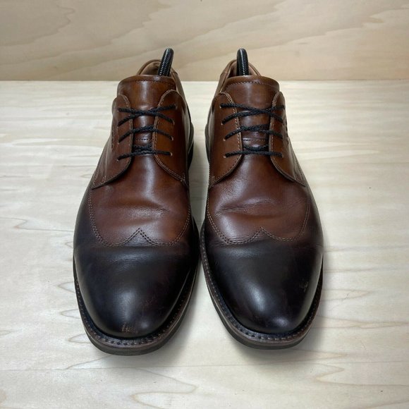 Ecco Mens Leather Lace Up Wingtip Brown Black Oxford Shoes Size EUR 46 US 13 main image 8